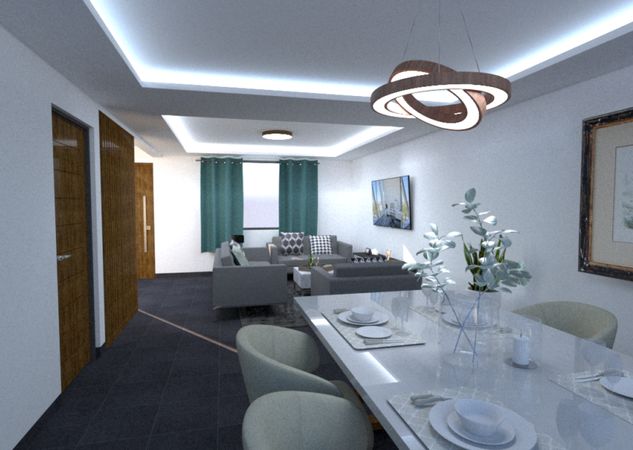 Render 3D de interior arquitectónico, muestra 08
