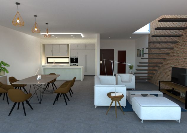 Render 3D de interior arquitectónico, muestra 16